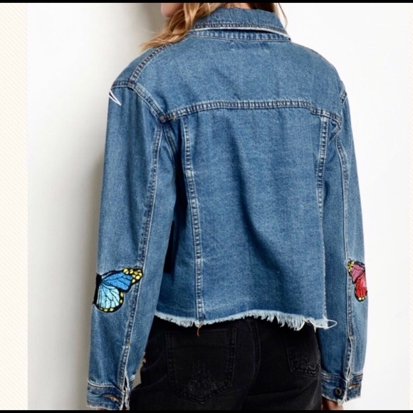 ASOS Maggie embroidered Denim crop trucker jacket - Picture 2 of 8